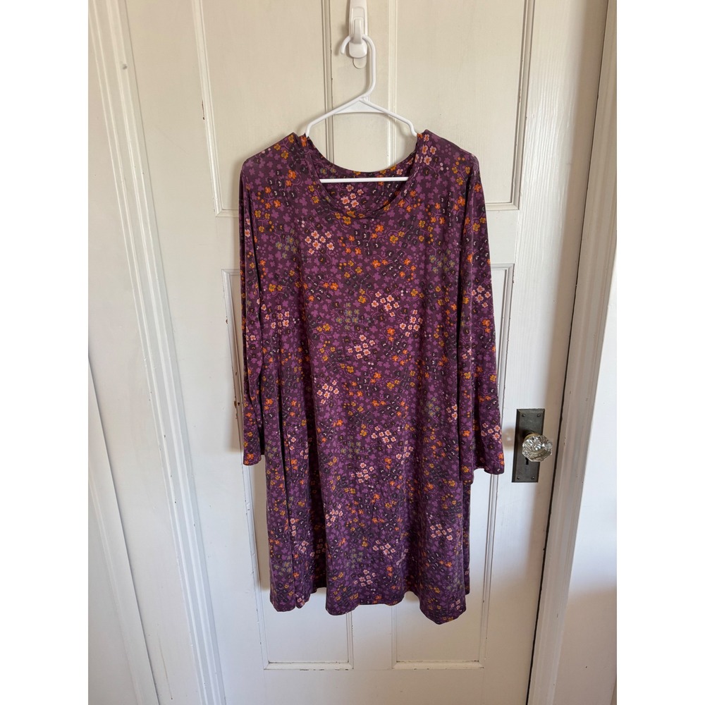 Gudrun Sjoden purple floral long sleeve dress